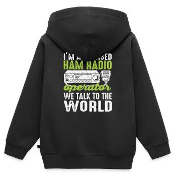 Radio amateur Ham Radio Radio Radio Amateufunker - Sweat Premium à capuche zippé enfant bio - noir - Dos - AI Model Kid Male (0cm)