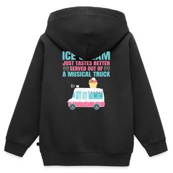 Camion de glace glacier marchand de glace glacier glacier truck - Sweat Premium à capuche zippé enfant bio - noir - Dos - AI Model Kid Male (0cm)