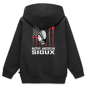 Sioux Tribe Native American Indian Indianer - Sweat Premium à capuche zippé enfant bio - noir - Dos - AI Model Kid Male (0cm)