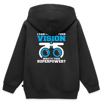 Opticien optométriste ophtalmique yeux médecin profession - Sweat Premium à capuche zippé enfant bio - noir - Dos - AI Model Kid Male (0cm)