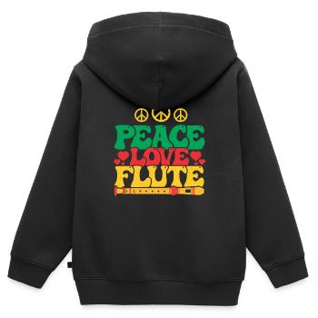 Flûte Flûte Joueuse de flûte Musique Musicien - Sweat Premium à capuche zippé enfant bio - noir - Dos - AI Model Kid Male (0cm)