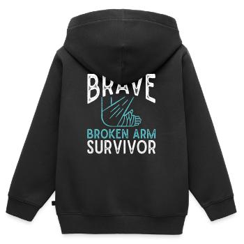Fracture du bras fracture bras blessure - Sweat Premium à capuche zippé enfant bio - noir - Dos - AI Model Kid Male (0cm)