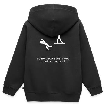 manche Leute brauchen nur einen Klaps auf die Schulter lustig - Kinder Premium Organic Zip Hoodie - Schwarz - Hinten - AI Model Kid Male (0cm)