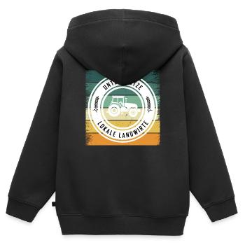 Lokale Landwirt Unterstützung Vintage - Kinder Premium Organic Zip Hoodie - Schwarz - Hinten - AI Model Kid Male (0cm)