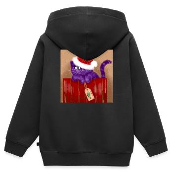 Christmas Cat - Kids Premium Organic Zip-up Hoodie - black - Back - AI Model Kid Male (0cm)