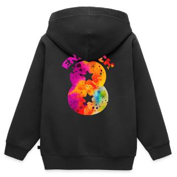 ENDLICH 8 EINHORN 8. GEBURTSTAG - Kinder Premium Organic Zip Hoodie - Schwarz - Hinten - AI Model Kid Male (0cm)