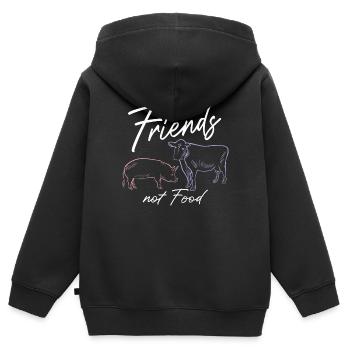 FRIENDS NOT FOOD, Vegan Veganer - Kinder Premium Organic Zip Hoodie - Schwarz - Hinten - AI Model Kid Male (0cm)