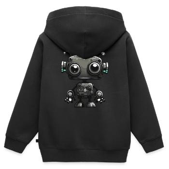 Petit ami robot - Sweat Premium à capuche zippé enfant bio - noir - Dos - AI Model Kid Male (0cm)