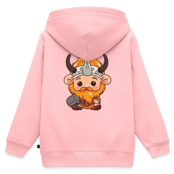 petit Viking - Sweat Premium à capuche zippé enfant bio - rose - Dos - AI Model Kid Female (0cm)