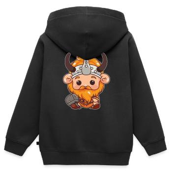 petit Viking - Sweat Premium à capuche zippé enfant bio - noir - Dos - AI Model Kid Male (0cm)