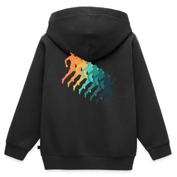 Retro-Laufen - Kinder Premium Organic Zip Hoodie - Schwarz - Hinten - AI Model Kid Male (0cm)