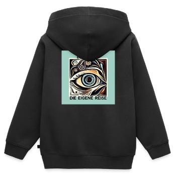 Blick auf die eigene Reise -mint - Kinder Premium Organic Zip Hoodie - Schwarz - Hinten - AI Model Kid Male (0cm)