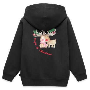 Magie de Noël - Sweat Premium à capuche zippé enfant bio - noir - Dos - AI Model Kid Male (0cm)