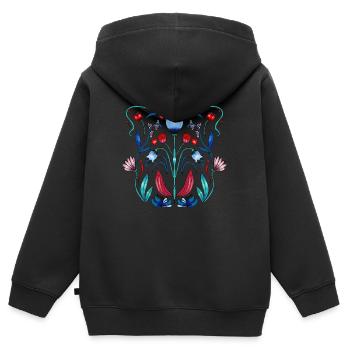 Folk Art Flora - Kinder Premium Organic Zip Hoodie - Schwarz - Hinten - AI Model Kid Male (0cm)