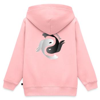 Sagesse orientale. Tao, Taijitu, Yin Yang. Koi. - Sweat Premium à capuche zippé enfant bio - rose - Dos - AI Model Kid Female (0cm)