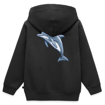 Delfin - Kinder Premium Organic Zip Hoodie - Schwarz - Hinten - AI Model Kid Male (0cm)