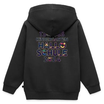 Tschüss Kindergarten Hallo Schule 2024 - Kinder Premium Organic Zip Hoodie - Schwarz - Hinten - AI Model Kid Male (0cm)