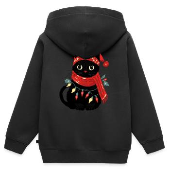Katze und winter - Kinder Premium Organic Zip Hoodie - Schwarz - Hinten - AI Model Kid Male (0cm)