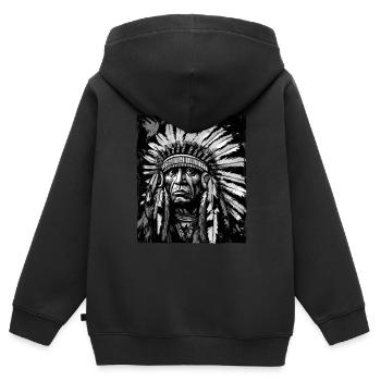 Apache Indianer Häuptling Totenkopf - Kinder Premium Organic Zip Hoodie - Schwarz - Hinten - AI Model Kid Male (0cm)