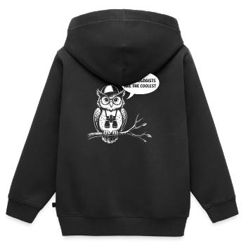 Ornithologen sind die Coolsten lustige Eule - Kinder Premium Organic Zip Hoodie - Schwarz - Hinten - AI Model Kid Male (0cm)