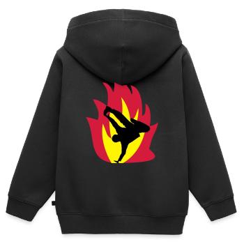Breakdancer dans le feu - Sweat Premium à capuche zippé enfant bio - noir - Dos - AI Model Kid Male (0cm)