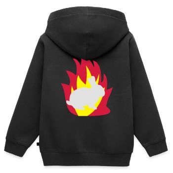 Hase im Feuer - Kinder Premium Organic Zip Hoodie - Schwarz - Hinten - AI Model Kid Male (0cm)