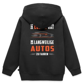 Keine langweiligen Autos - Kinder Premium Organic Zip Hoodie - Schwarz - Hinten - AI Model Kid Male (0cm)