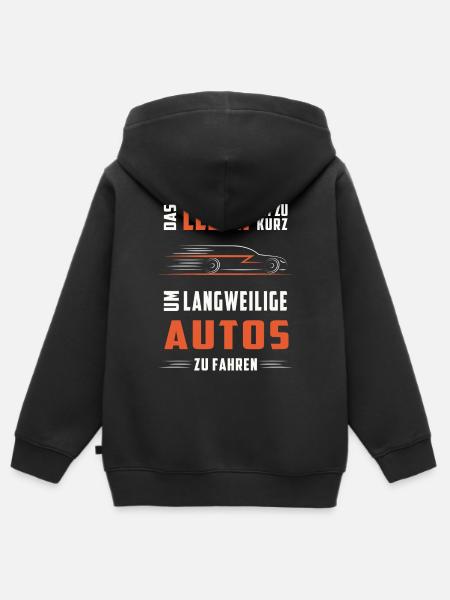 Keine langweiligen Autos - Kinder Premium Organic Zip Hoodie - Schwarz