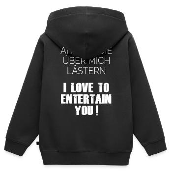 I Love to Entertain You – Spruch Shirt - Kinder Premium Organic Zip Hoodie - Schwarz - Hinten - AI Model Kid Male (0cm)