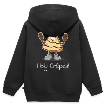 Holy Crêpes ! Design - Sweat Premium à capuche zippé enfant bio - noir - Dos - AI Model Kid Male (0cm)