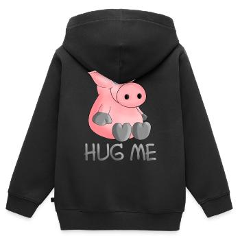 Umarmung - hug me pig - Kinder Premium Organic Zip Hoodie - Schwarz - Hinten - AI Model Kid Male (0cm)