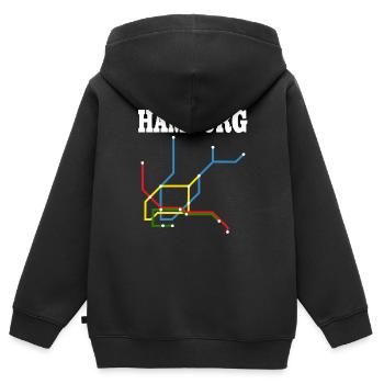 Métro métro de Hambourg - Sweat Premium à capuche zippé enfant bio - noir - Dos - AI Model Kid Male (0cm)
