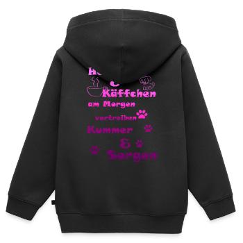 Dog coffee worries drive away - Kids Premium Organic Zip-up Hoodie - black - Back - AI Model Kid Male (0cm)