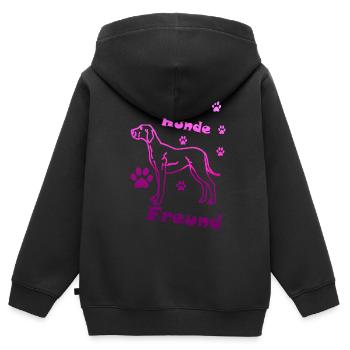 Hundeliebhaber Hundefreund - Kinder Premium Organic Zip Hoodie - Schwarz - Hinten - AI Model Kid Male (0cm)