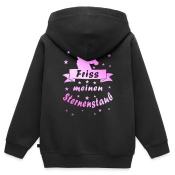 Friss meinem Sternenstaub - Kinder Premium Organic Zip Hoodie - Schwarz - Hinten - AI Model Kid Male (0cm)