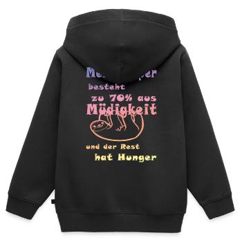 Müde faul witzig lustig - Kinder Premium Organic Zip Hoodie - Schwarz - Hinten - AI Model Kid Male (0cm)