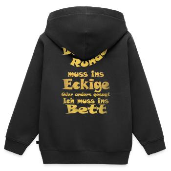 Runde ins Eckige - Kinder Premium Organic Zip Hoodie - Schwarz - Hinten - AI Model Kid Male (0cm)