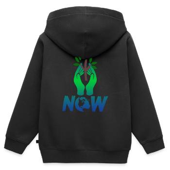 Klimaschutz rette die Baeume jetzt - Kinder Premium Organic Zip Hoodie - Schwarz - Hinten - AI Model Kid Male (0cm)