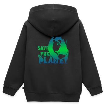 Save the planet Klimaschutz - Kinder Premium Organic Zip Hoodie - Schwarz - Hinten - AI Model Kid Male (0cm)