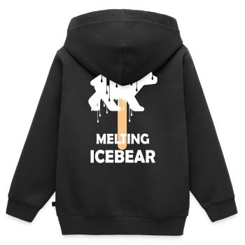 L’ours polaire en fusion - Sweat Premium à capuche zippé enfant bio - noir - Dos - AI Model Kid Male (0cm)