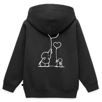Hase und Elefant süß - Kinder Premium Organic Zip Hoodie - Schwarz - Hinten - AI Model Kid Male (0cm)