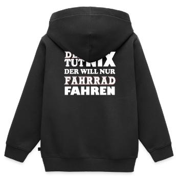He doesn't do anything - Kids Premium Organic Zip-up Hoodie - black - Back - AI Model Kid Male (0cm)