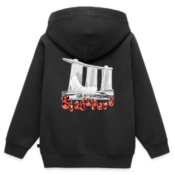 MARINA BAY SANDS - Kids Premium Organic Zip-up Hoodie - black - Back - AI Model Kid Male (0cm)