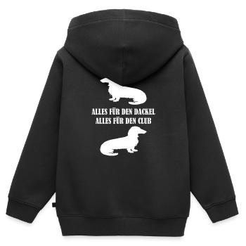 Tout pour le teckel - Sweat Premium à capuche zippé enfant bio - noir - Dos - AI Model Kid Male (0cm)