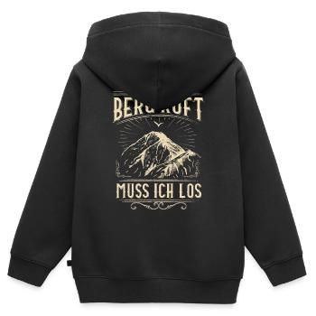 Alpinistes / Sommet / Alpes - Sweat Premium à capuche zippé enfant bio - noir - Dos - AI Model Kid Male (0cm)