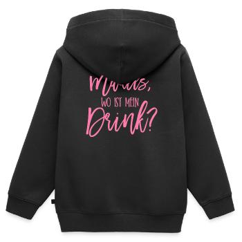 Mädels wo ist mein drink JGA Geschenk - Kinder Premium Organic Zip Hoodie - Schwarz - Hinten - AI Model Kid Male (0cm)