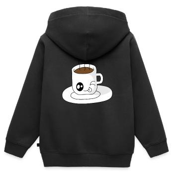 Tasse de café sucré avec la langue tendue - Sweat Premium à capuche zippé enfant bio - noir - Dos - AI Model Kid Male (0cm)