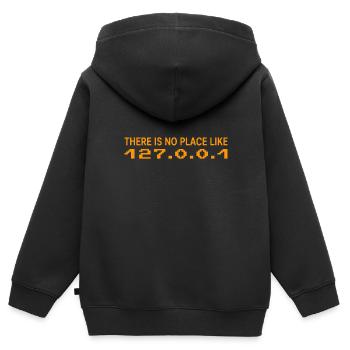 There is no Place like 127 0 0 1 Geschenk - Kinder Premium Organic Zip Hoodie - Schwarz - Hinten - AI Model Kid Male (0cm)