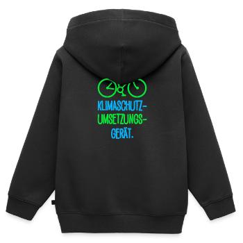 Klimaschutz Umsätzungs Gerät Fahrrad Geschenk - Kinder Premium Organic Zip Hoodie - Schwarz - Hinten - AI Model Kid Male (0cm)