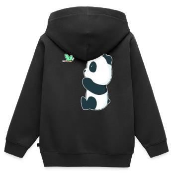 Süßer Baby Panda mit einem Schmetterling - Kinder Premium Organic Zip Hoodie - Schwarz - Hinten - AI Model Kid Male (0cm)
